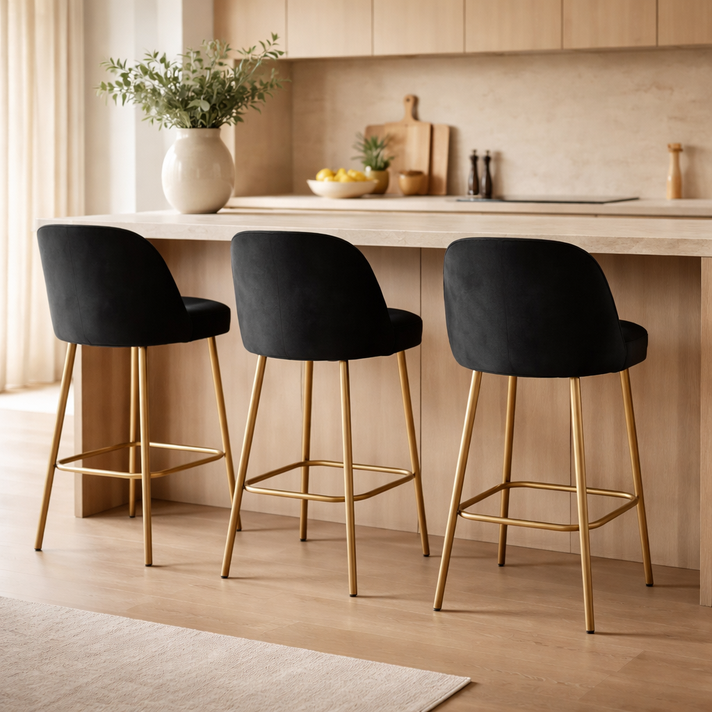 Nordic Living Barkruk verstelbaar Verona - Zwart