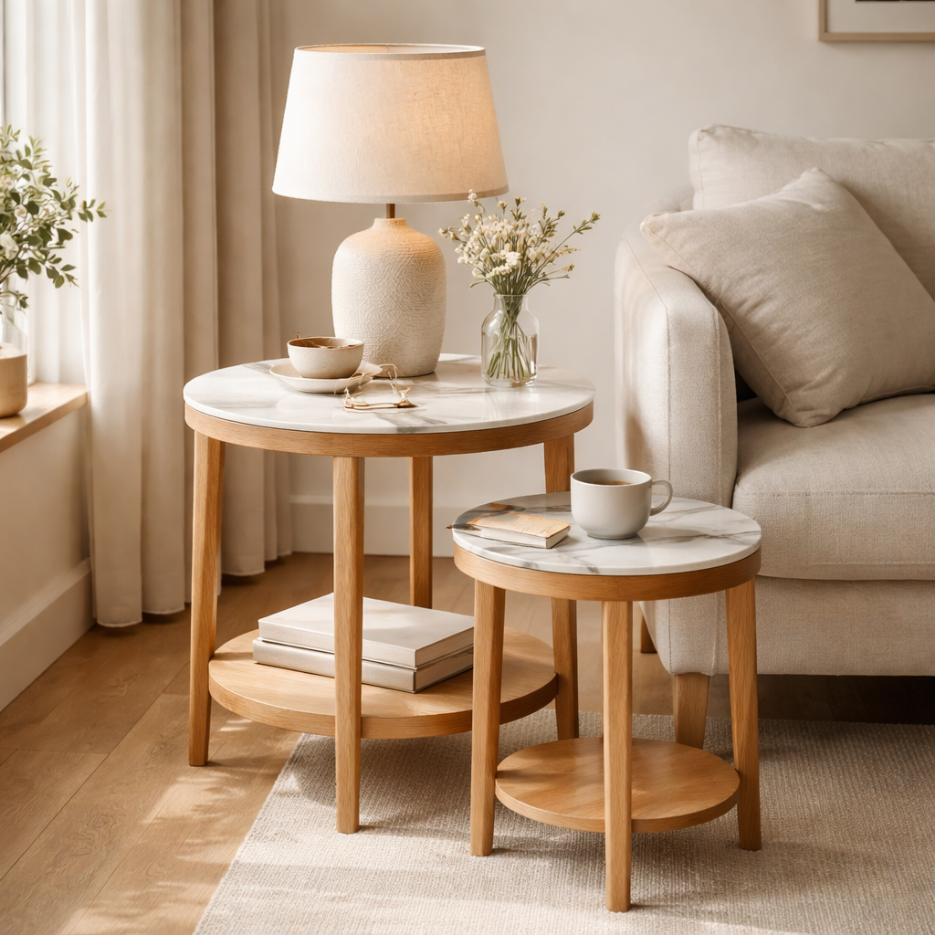 WonenXL Collection Bijzettafel rond Osaka - Eiken naturel