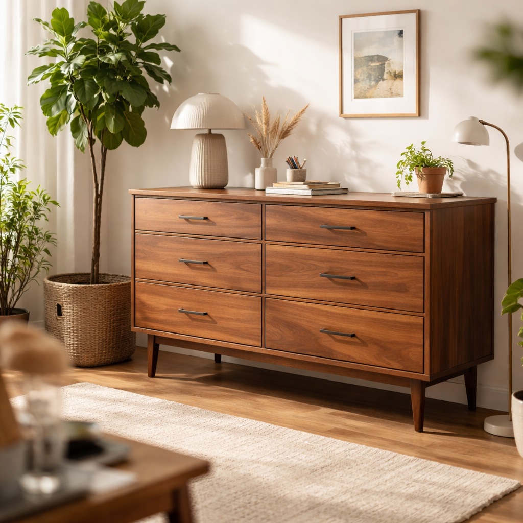 Timbercraft Bureau met lades Stockholm - Walnoothout