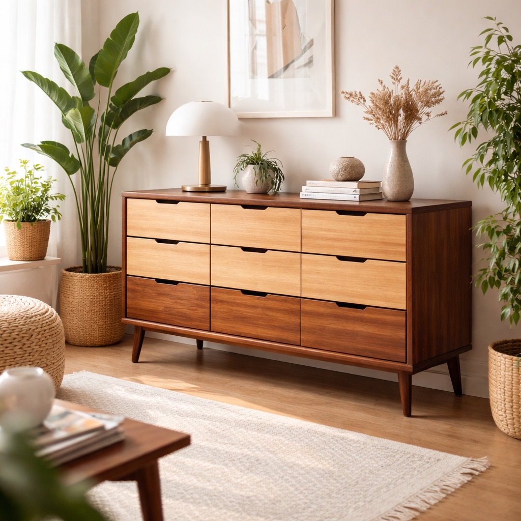 WonenXL Collection Bureau met lades Brooklyn - Walnoothout