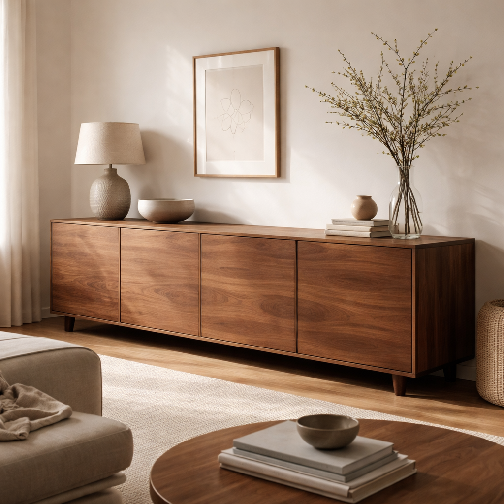 WonenXL Collection Hoog dressoir Nara - Walnoothout