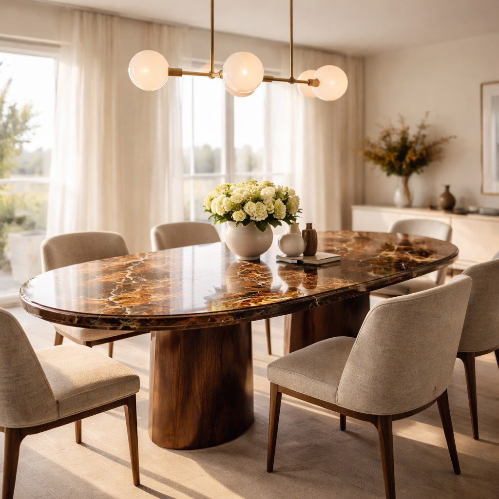 WonenXL Collection Ovale eettafel Copenhagen - Marmer 239x96