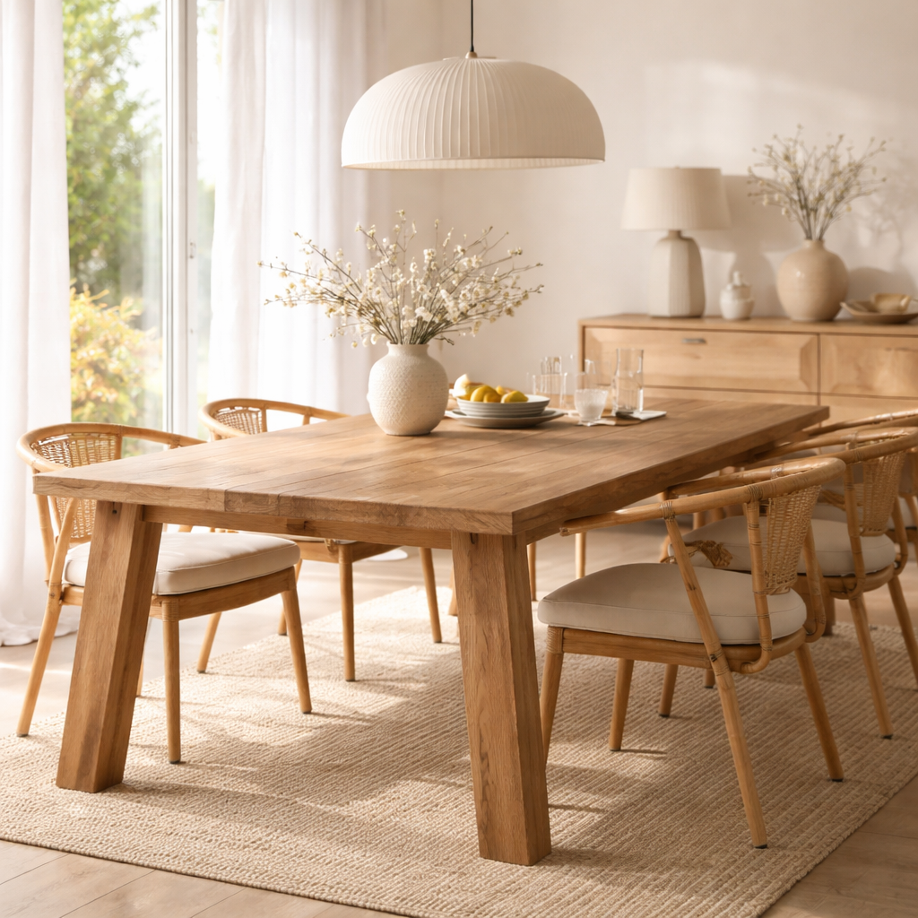 Timbercraft Ovale eettafel Bordeaux - Recycled teak 139x139