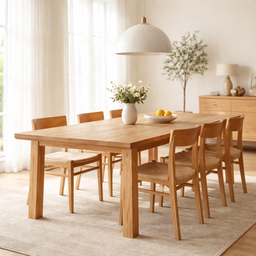 WonenXL Collection Uitschuifbare eettafel Stockholm - Massief eiken 112x103