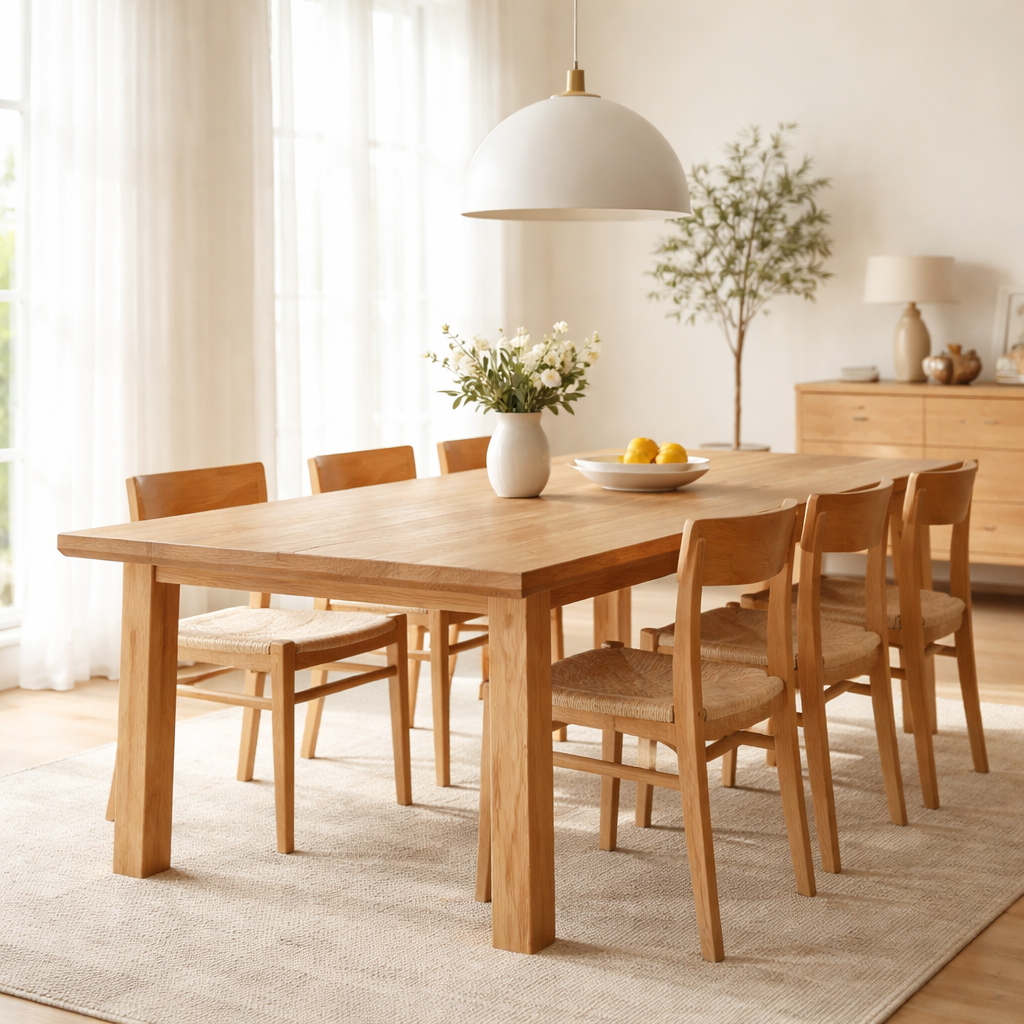 WonenXL Collection Uitschuifbare eettafel Stockholm - Massief eiken 112x103