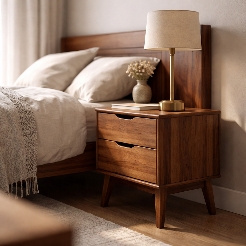 WonenXL Collection Nachtkastje met laden Firenze - Walnoothout