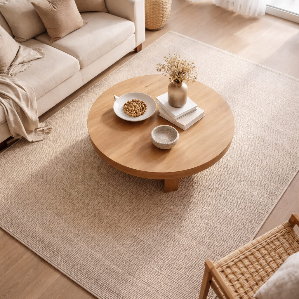 Nordic Living Wollen vloerkleed Lyon - Zandkleur 200x200